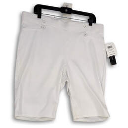 NWT Womens White Flat Front Pull-On Stretch Bermuda Shorts Size X-Large