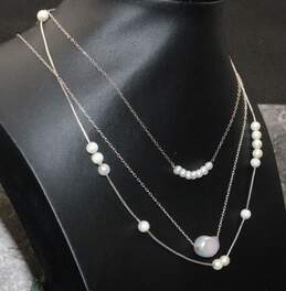 Bundle of 3 Sterling Silver Pearl Necklaces