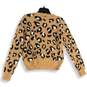 NWT Express Womens Brown Animal Print Long Sleeve Pullover Sweater Size SP image number 2