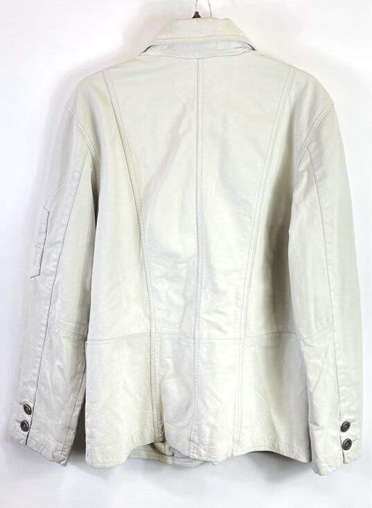 P.O.V Men Ivory Leather Jacket M image number 2