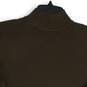 Jones New York Womens Brown Ribbed Mock Neck Short Sleeve Pullover Sweater Sz L image number 4