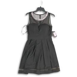 NWT Guess Womens Black Rhinestone Pleated Sleeveless Fit & Flare Dress Size 4
