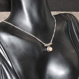 Sajen Sterling Silver Mother of Pearl Pendant Necklace - 3.8g alternative image