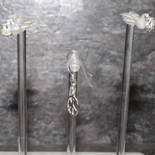 3 Pairs of Dazzling Sterling Silver Earrings 3.5g image number 2