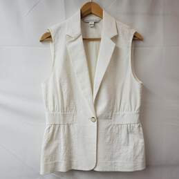 Diane von Furstenberg White Cotton Sleeveless Button Vest Women's 12