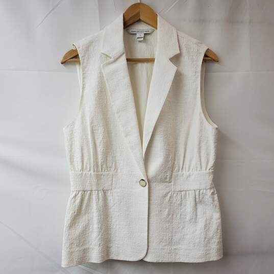 Diane von Furstenberg White Cotton Sleeveless Button Vest Women's 12 image number 1