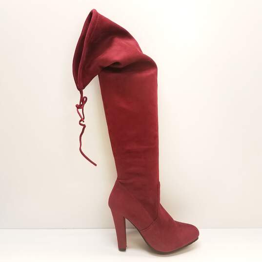Forever Burgundy Faux Suede Women's Boots Size 7.5 image number 1