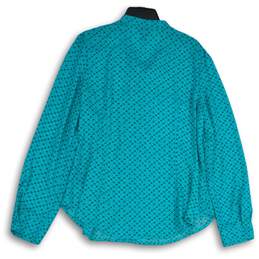NWT Worthington Womens Blue Ruffle Long Sleeve Button Front Blouse Top Size XL alternative image