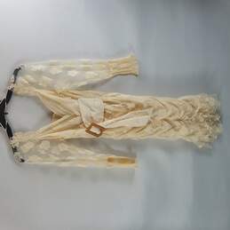 Cien Women  Cream Lace Ruched Dress S