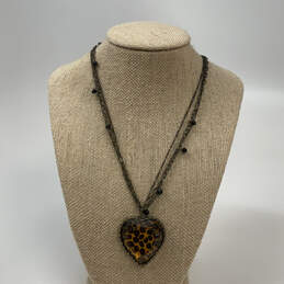 Designer Betsey Johnson Triple Strand Chain Heart Shape Pendant Necklace