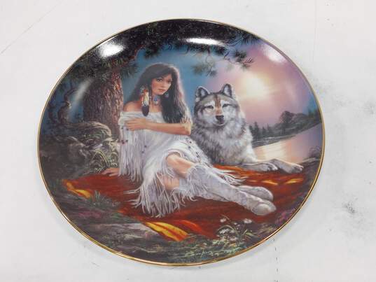 Bradex Soul Mates Russ Docken Native American With Wolf Collector Art Plate image number 2