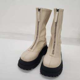 Urban Outfitters Women's Zola Zip Cream Faux Leather Platform Boots Size 9 alternative image