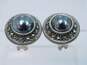 Judith Jack 925 Sterling Silver Marcasite & Pearl Omega Clip Earrings image number 4
