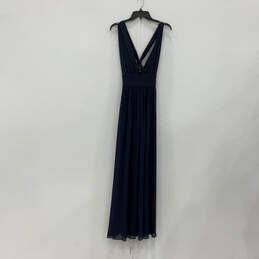 Womens Blue Sleeveless V-Neck Regular Fit Pullover Maxi Dress Size 4 alternative image