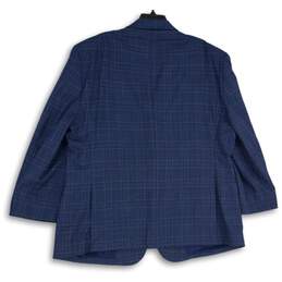 Pronto Uomo Mens Blue Plaid Notch Lapel Long Sleeve Two Button Blazer Size 52R alternative image