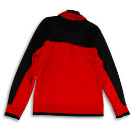 Mens Red Black Fleece Long Sleeve Collared Pockets Full-Zip Jacket Size M alternative image