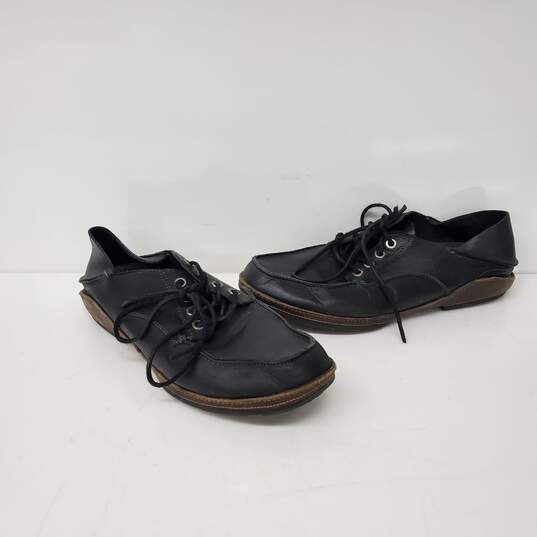 Olukai Ni'o MN's Black Leather Lace Up Boat Shoes Size 11.5 US image number 3