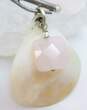Peyote Bird 925 Faceted Rose Quartz Square & MOP Shell Pendant Beaded Necklace image number 3