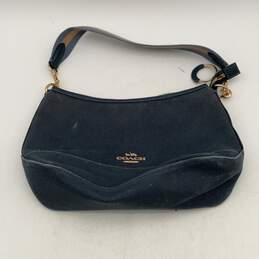 Coach Womens Blue Inner Zipper Pockets Adjustable Buckle Hobo Handbag