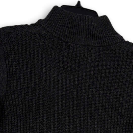 Mens Gray Knitted Long Sleeve Turtleneck Side Slit Pullover Sweater Size S image number 4
