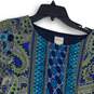 Chico's Womens Blue Paisley Round Neck Long Sleeve Pullover Blouse Top Size 1 image number 3