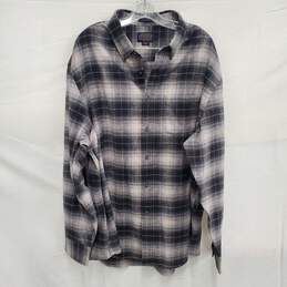 Pendleton MN's Gray Plaid 100% Virgin Wool Long Sleeve Shirt Size XXL