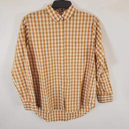 Madewell Men Mustard Gingham Collared Shirt XL