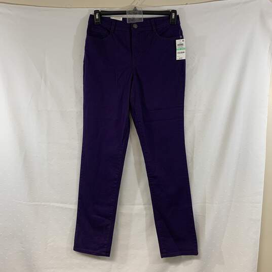Women's Purple Style & Co. Hi-Rise Tummy Control Slim Leg Jeans, Sz. 8 image number 1