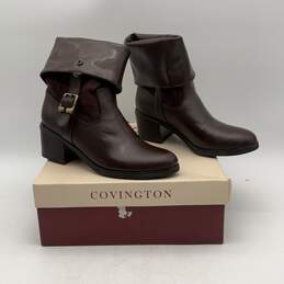 NIB Covington Womens Brown Leather Block High Heel Pull-On Ankle Boots Size 6 alternative image