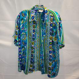 Taarika USA Silk Short Sleeve Button Up Shirt Size M