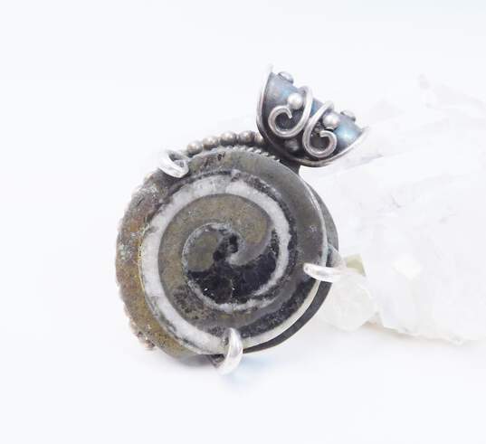 Artisan Sterling Silver Ammonite Amber & Ball Chime Pendants 52.7g image number 4