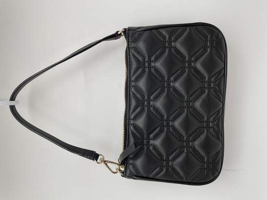 Womens Black Leather Quilted Inner Pocket Detachble Strap Shoulder Bag image number 2
