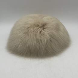 Saks Fifth Avenue Womens White Fox Fur Winter Cossack Hat Size 51