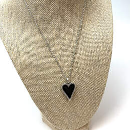 Designer Brighton Silver-Tone Link Chain Black Heart Shape Pendant Necklace