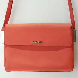 Calvin Klein Orange Leather Shoulder Crossbody Flap Bag