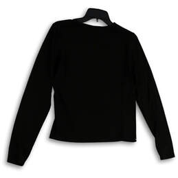 Womens Black Round Neck Long Sleeve Pullover Activewear T-Shirt Size M alternative image