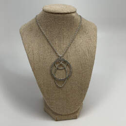 Designer Lucky Brand Silver-Tone Openwork Classic Chain Pendant Necklace