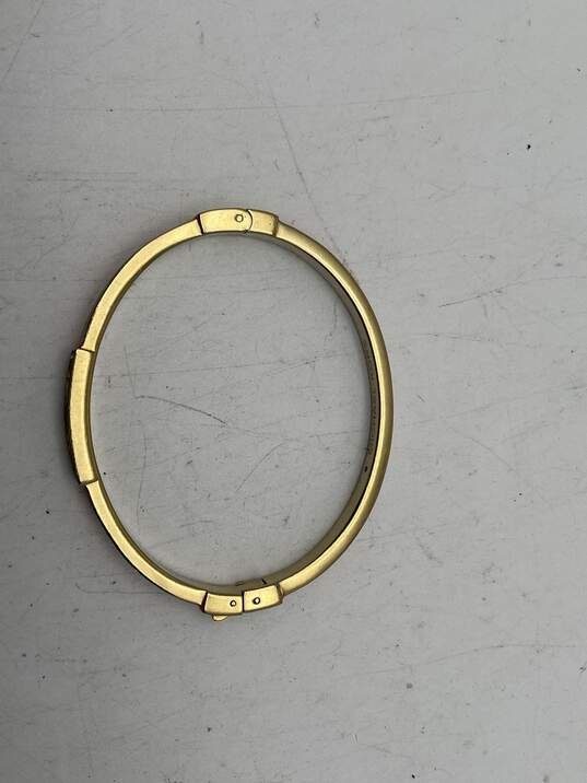 Womens Gold-Tone Clear Rhinestones Hinged Round Bangle Bracelet 21.1g image number 6