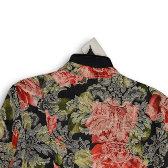 Womens Multicolor Floral Long Sleeve Button Front Jacket Size X-Large image number 4