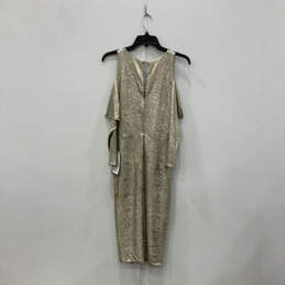 NWT Womens Shimmery Gold Cold Shoulder Sleeve V-Neck Wrap Dress Size XS alternative image