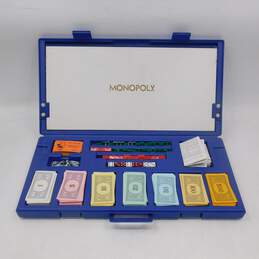 Vintage 1961 MONOPOLY Game with Blue Hard Plastic Travel Case complete