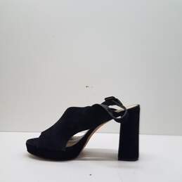 Vince Camuto Jeangel Black Suede Slingback Chunky Heels Shoes Size 11 M alternative image