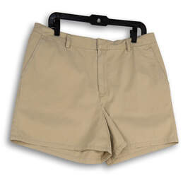 NWT Mens Beige Flat Front Slash Pocket Stretch Classic Chino Shorts Size 16
