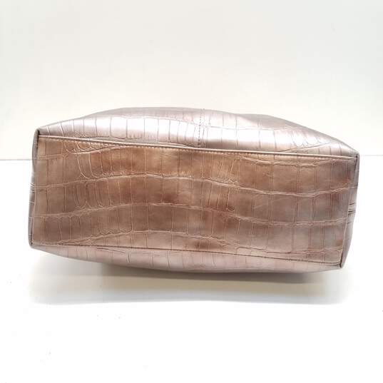 Liz Claiborne Women's Pink Pearl Croc Embossed Leather Handbag image number 6