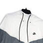 Mens White Gray Long Sleeve Hooded Full-Zip Windbreaker Jacket Size XL image number 1