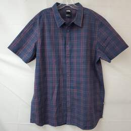 The North Face Navy/Red Plaid Short Sleeve Button Up Shirt Men's XL