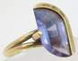 Modernist 12K Yellow Gold Color Change Sapphire Solitaire Ring 7.9g image number 3