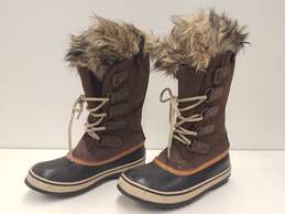 SOREL Joan Of Arctic Brown Rubber Suede Rain Snow Boots Women's Size 7 M