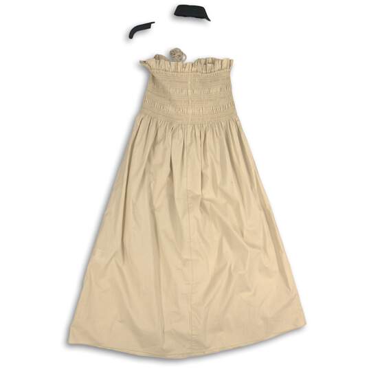 H&M Womens Beige Strapless Smocked Knee Length A-Line Dress Size Medium image number 2
