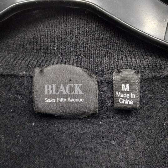 Saks 5th Avenue Black 1/4 Zip Crop Sweater Women's Size M image number 2